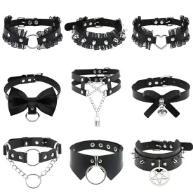 Leather Spiked Choker, Rivets Studded Choker