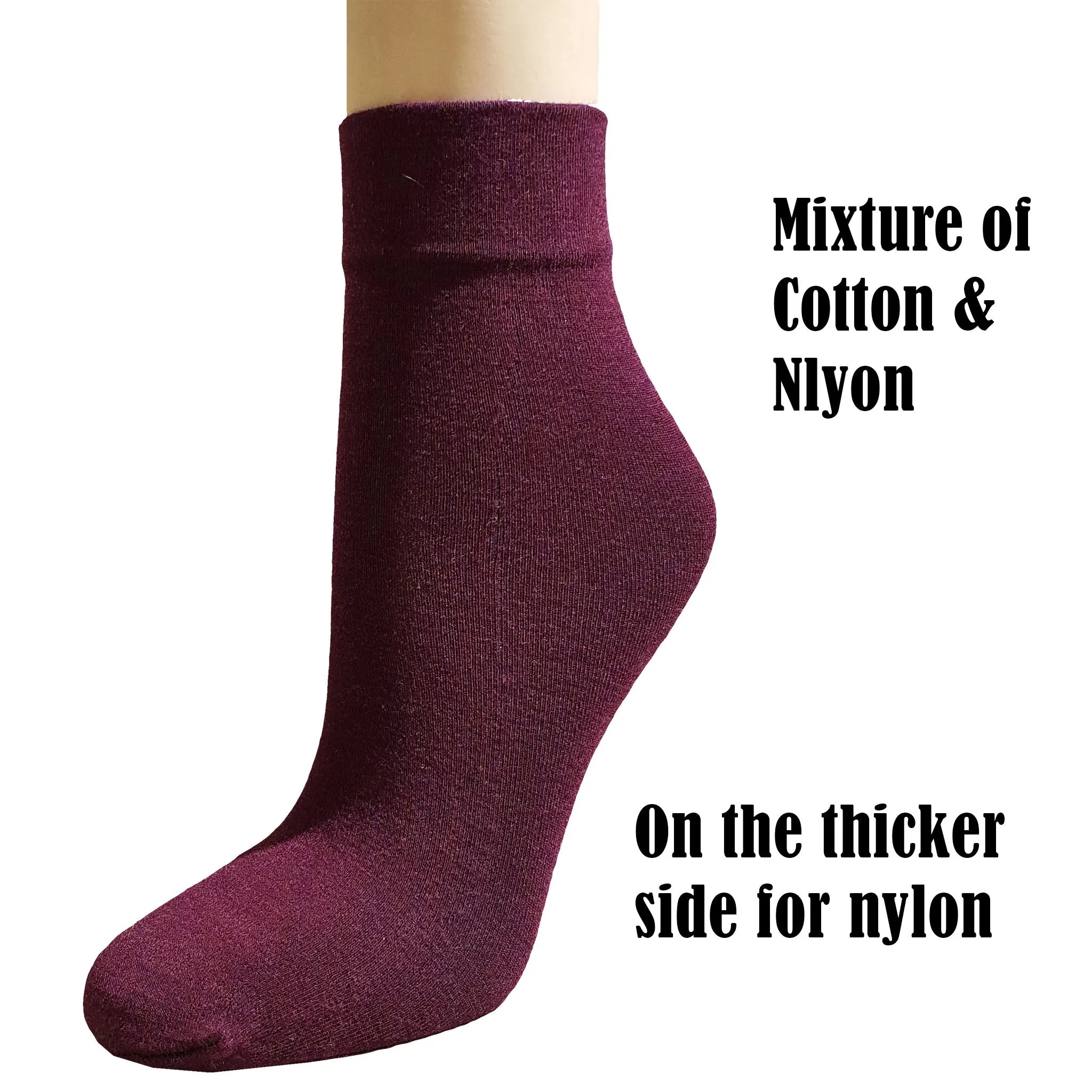 Let's Ankle Stocking Thick Nylon and Cotton Mix