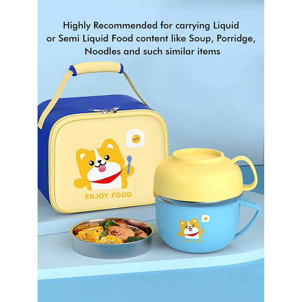 Light Blue small size, Foxy Dual Handle Soup and Noodles Lunch Box with matching Cover