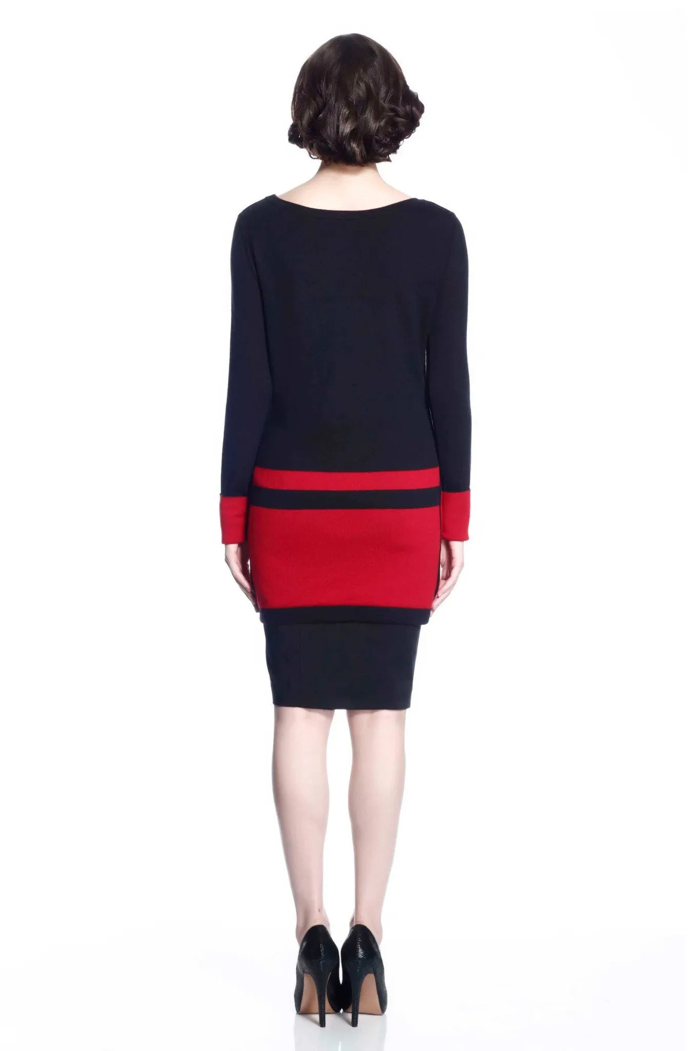 Loretta Long Sleeve Reversible Dress/Pullover - Red/Black