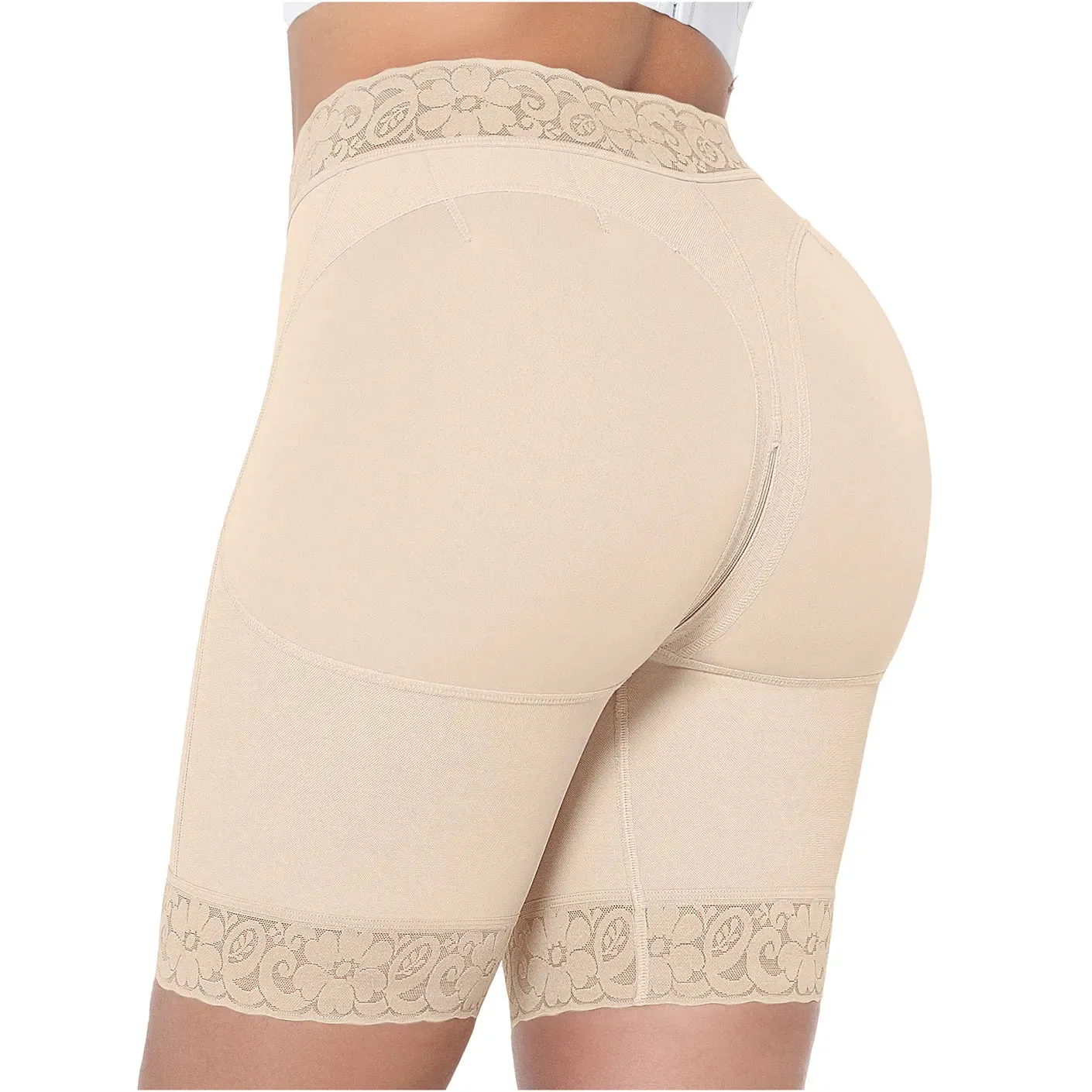 MARIAE SPD0530 Fajas Colombianas Low Rise Shapewear Shorts with Zippered Crotch High Compression