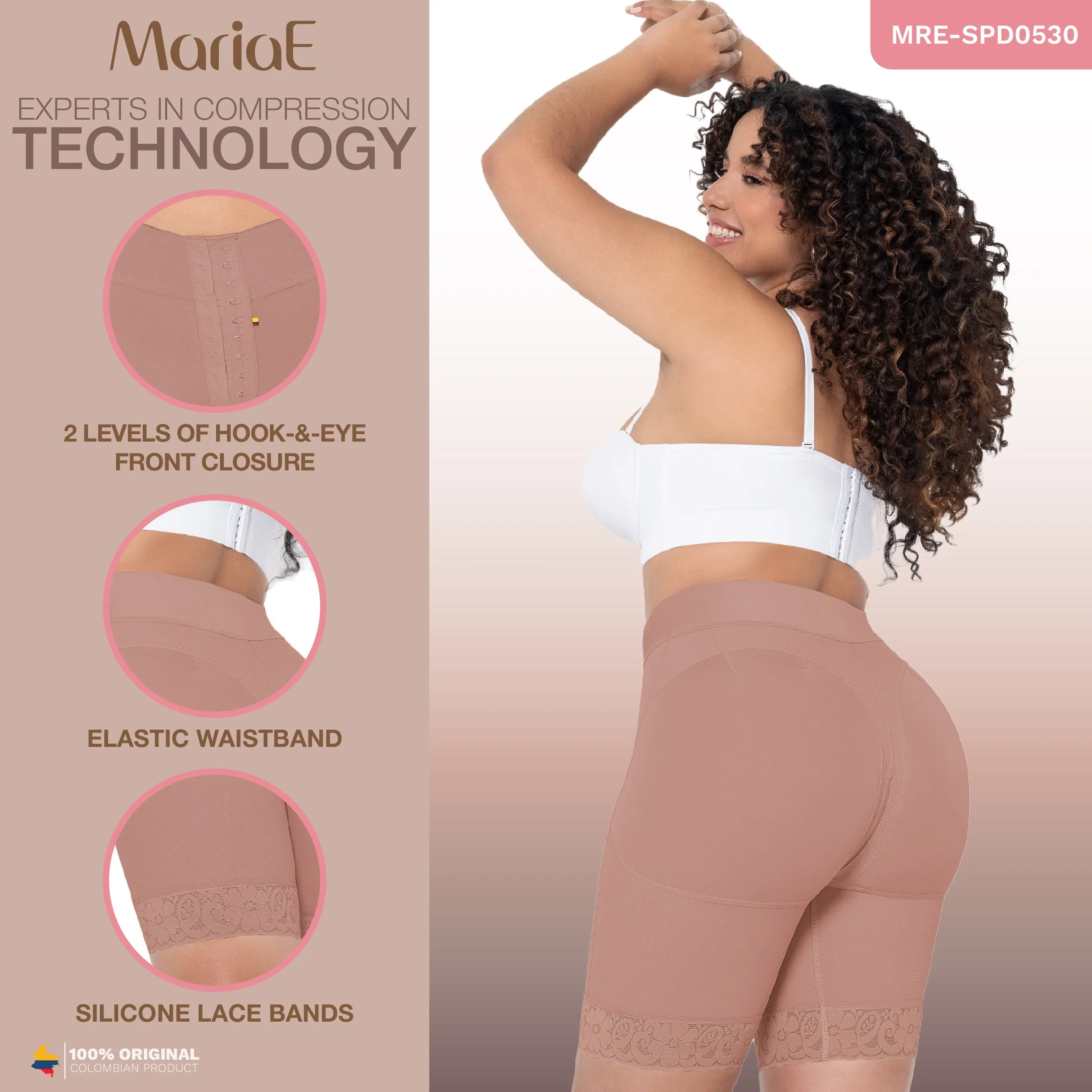 MARIAE SPD0530 Fajas Colombianas Low Rise Shapewear Shorts with Zippered Crotch High Compression