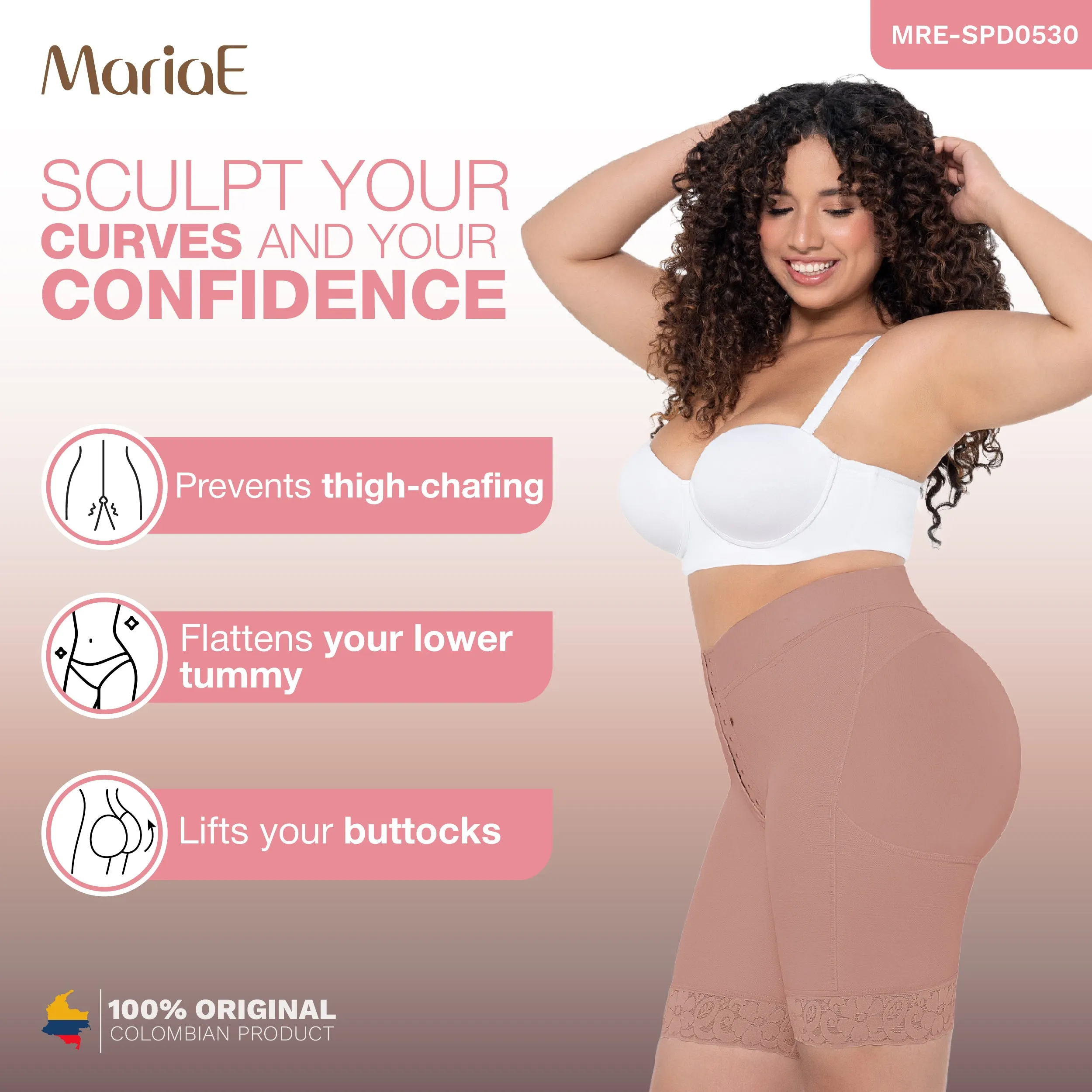 MARIAE SPD0530 Fajas Colombianas Low Rise Shapewear Shorts with Zippered Crotch High Compression