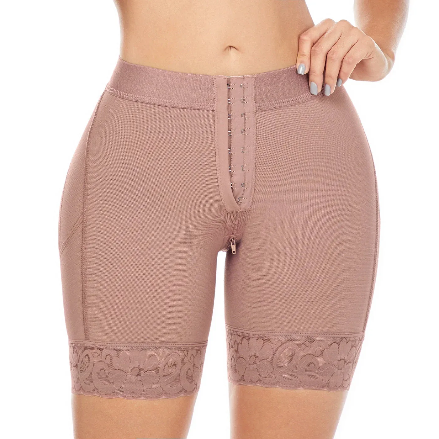 MARIAE SPD0530 Fajas Colombianas Low Rise Shapewear Shorts with Zippered Crotch High Compression