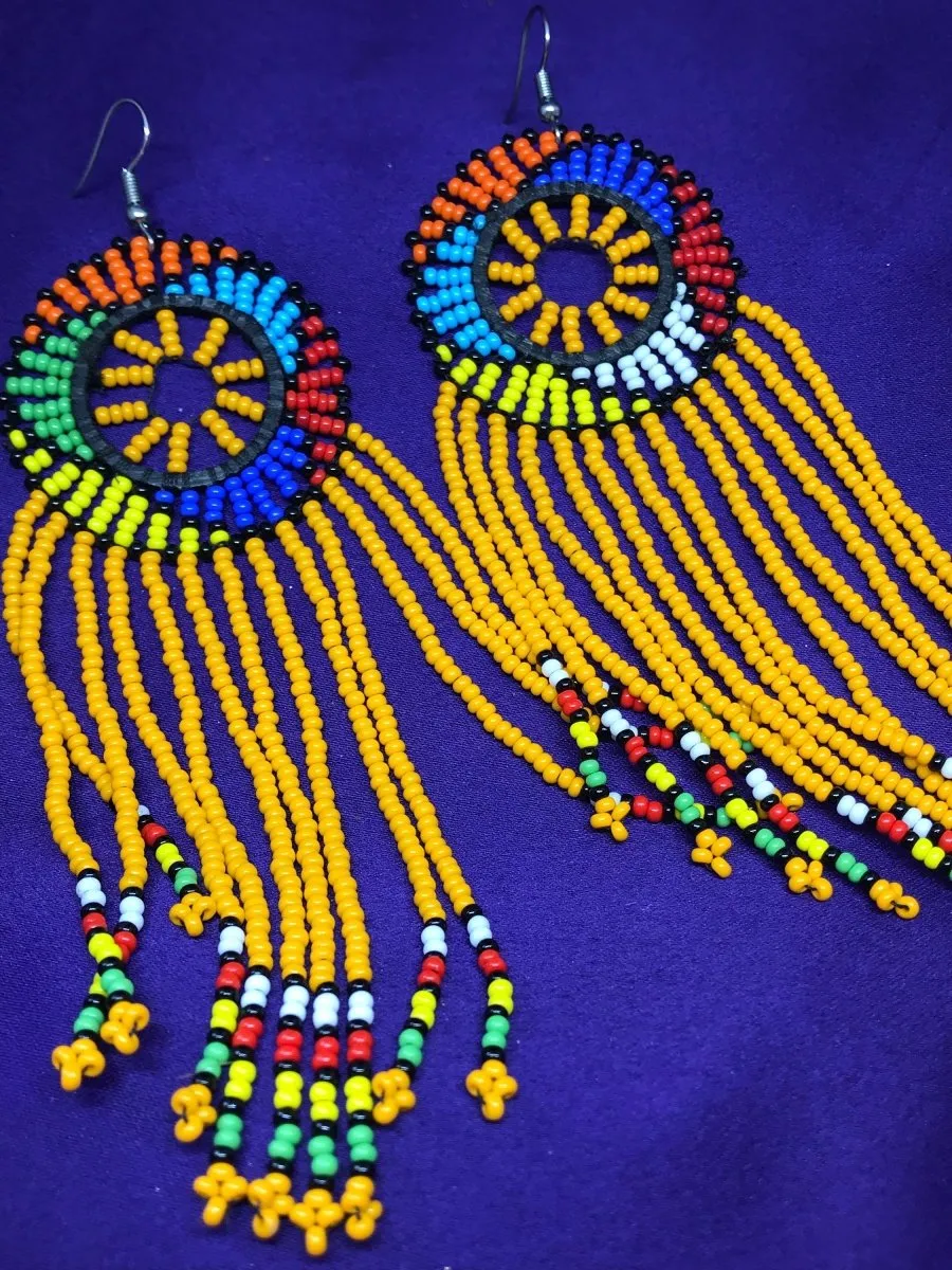 Masai Beaded Earrings in Yellow