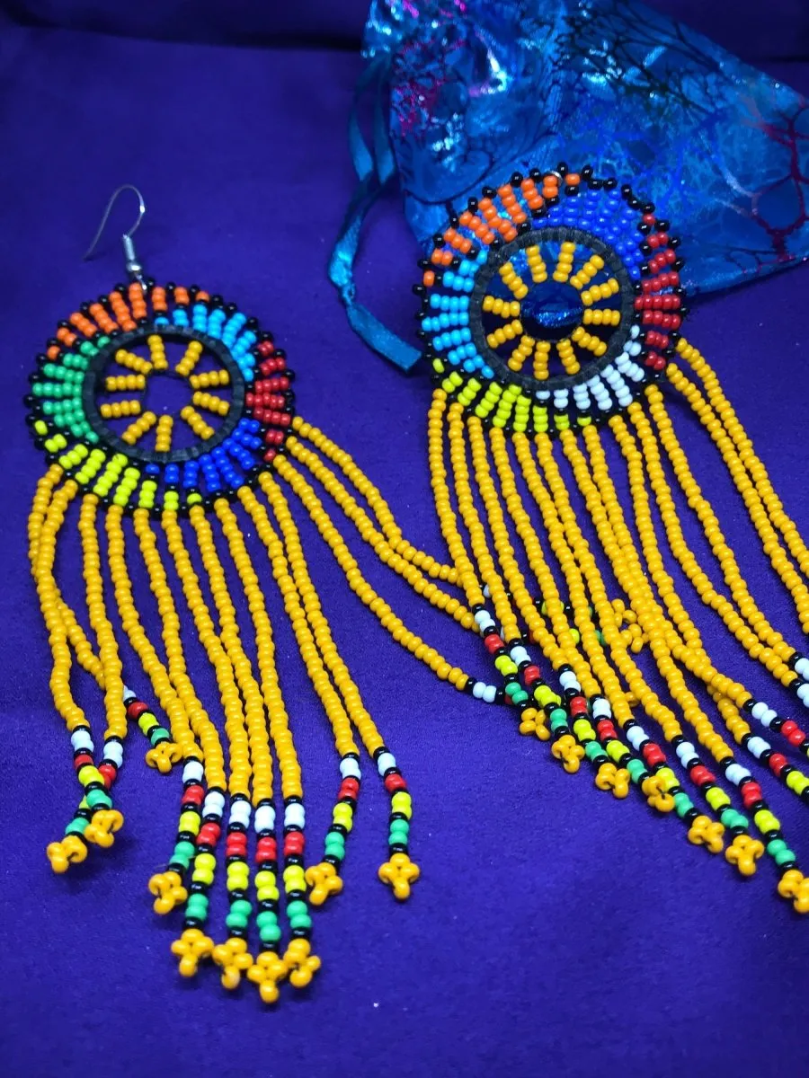 Masai Beaded Earrings in Yellow