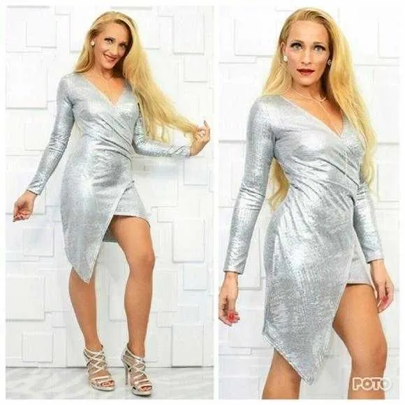 Metallic Silver Dress