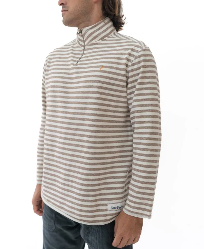 Mocha Stripe 1/4 Zip Rag Top | Mocha Stripe