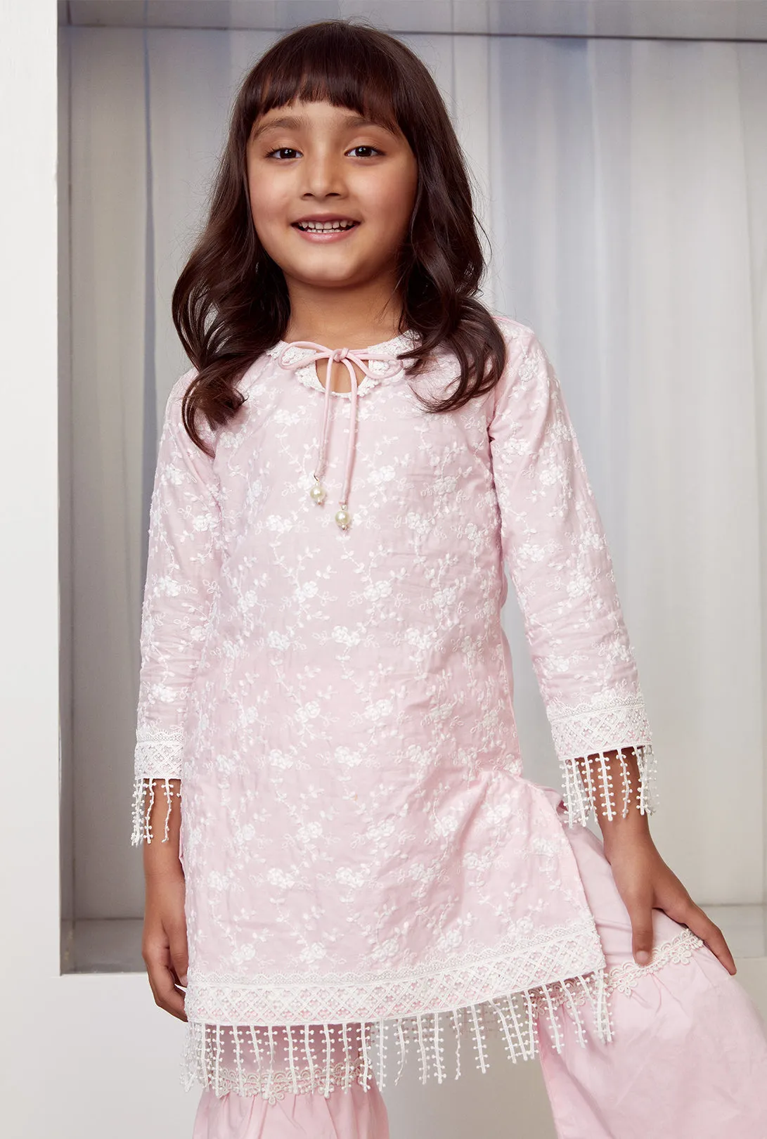 Mulmul Cotton Floret Kurta With Floret Pyajama