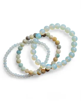 Opalite & Amazonite Stretch Bracelet Set of 3