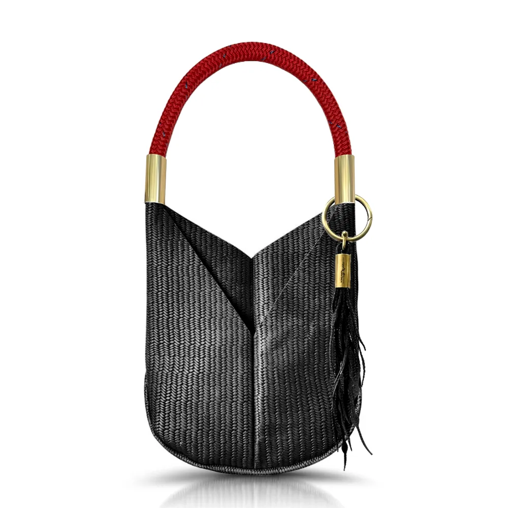 Original Wildwood Bag | Large in Black Basketweave Leather