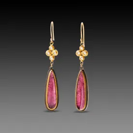 Pink Tourmaline Teardrop Earrings