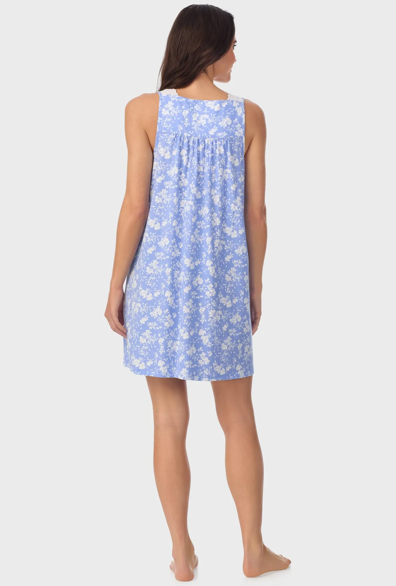 Powder Blue Floral Sleeveless Chemise