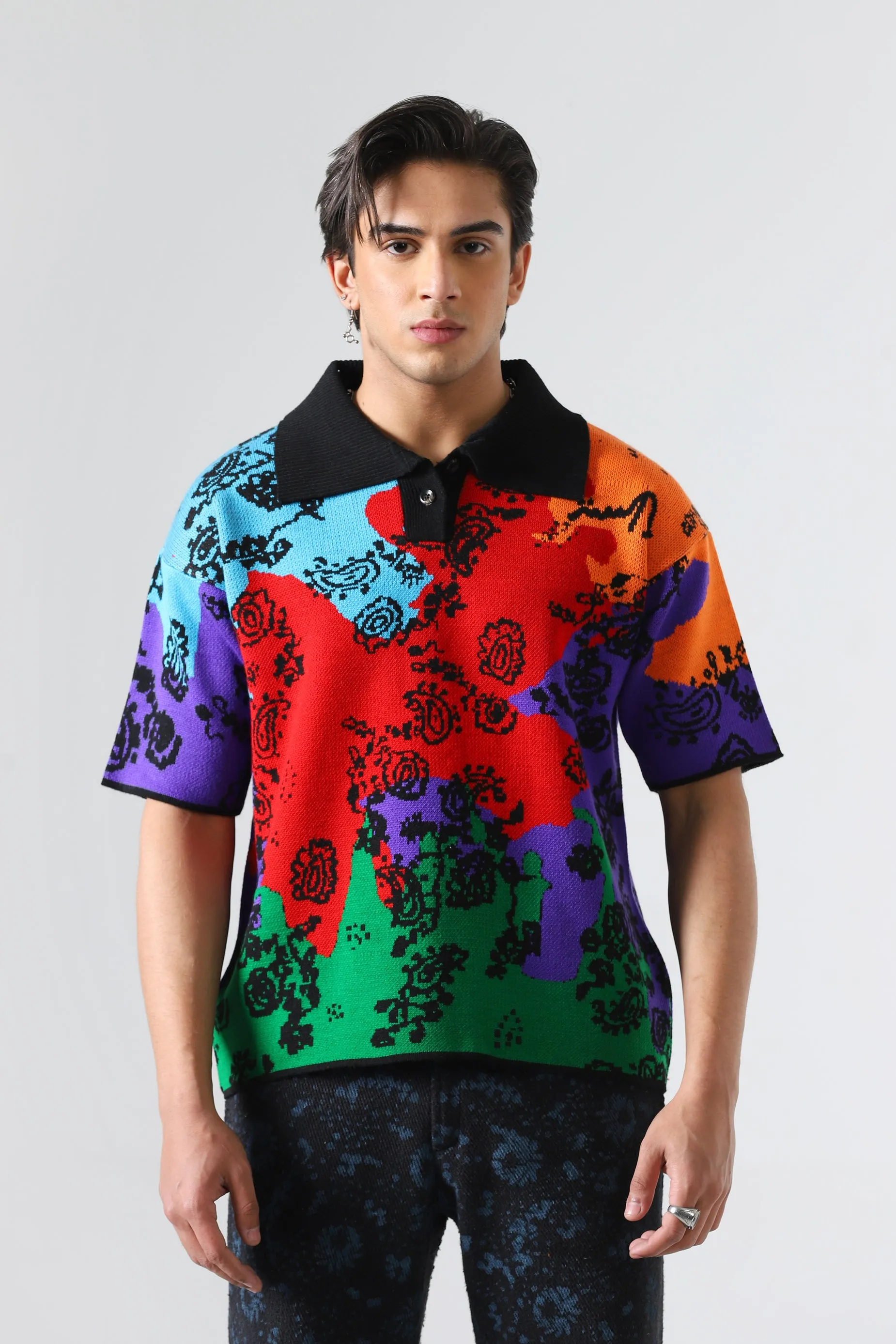 "COLOURS OF LIFE" JAQUARD KNIT POLO SHIRT