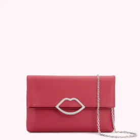 RASPBERRY LEATHER ISSY CLUTCH BAG