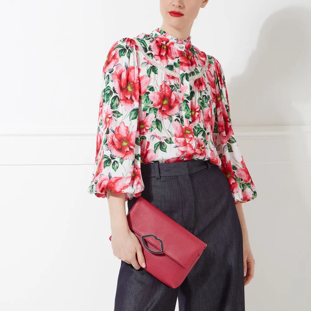 RASPBERRY LEATHER ISSY CLUTCH BAG