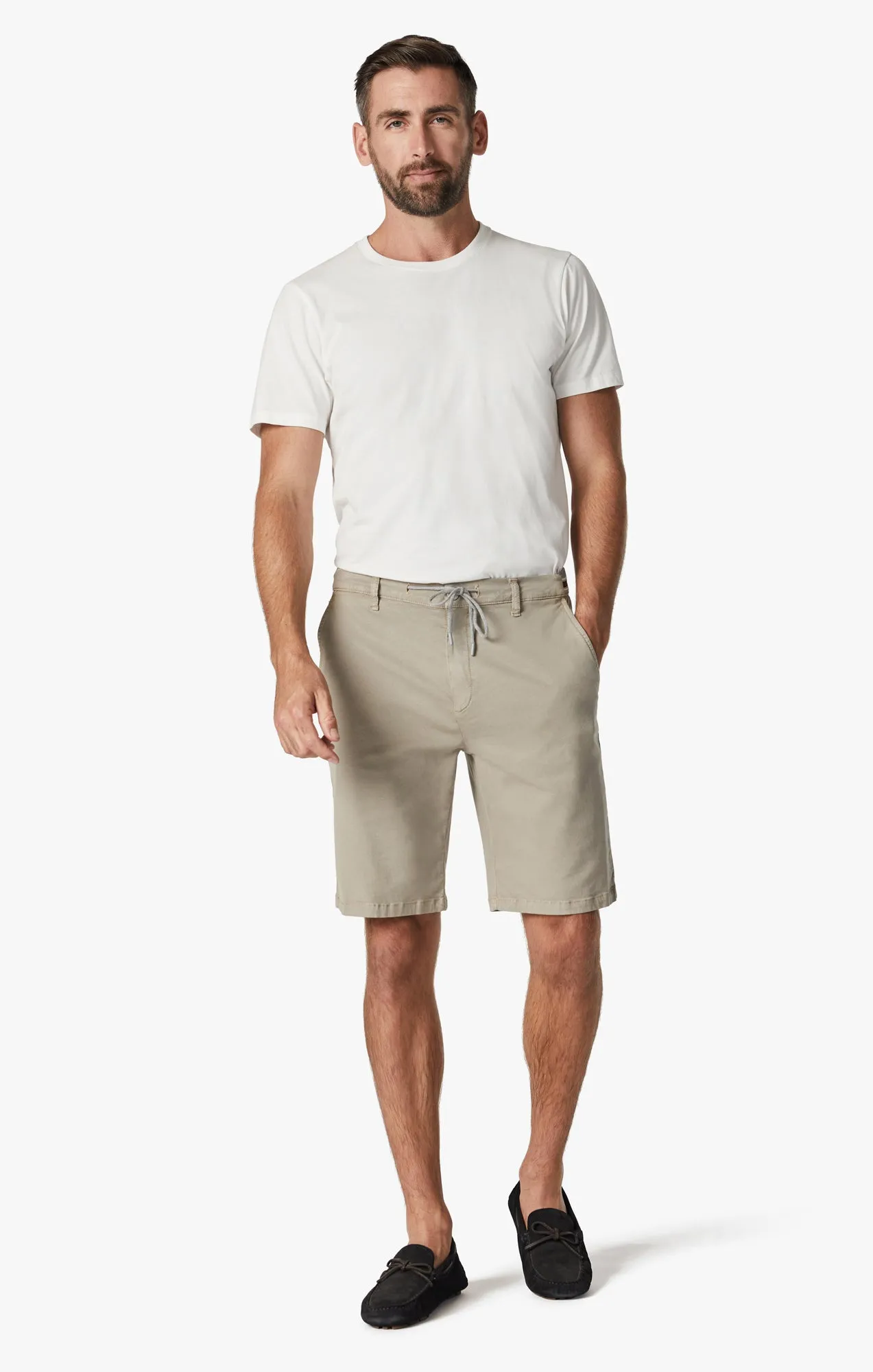 Ravenna Drawstring Shorts In Aluminum Soft Touch