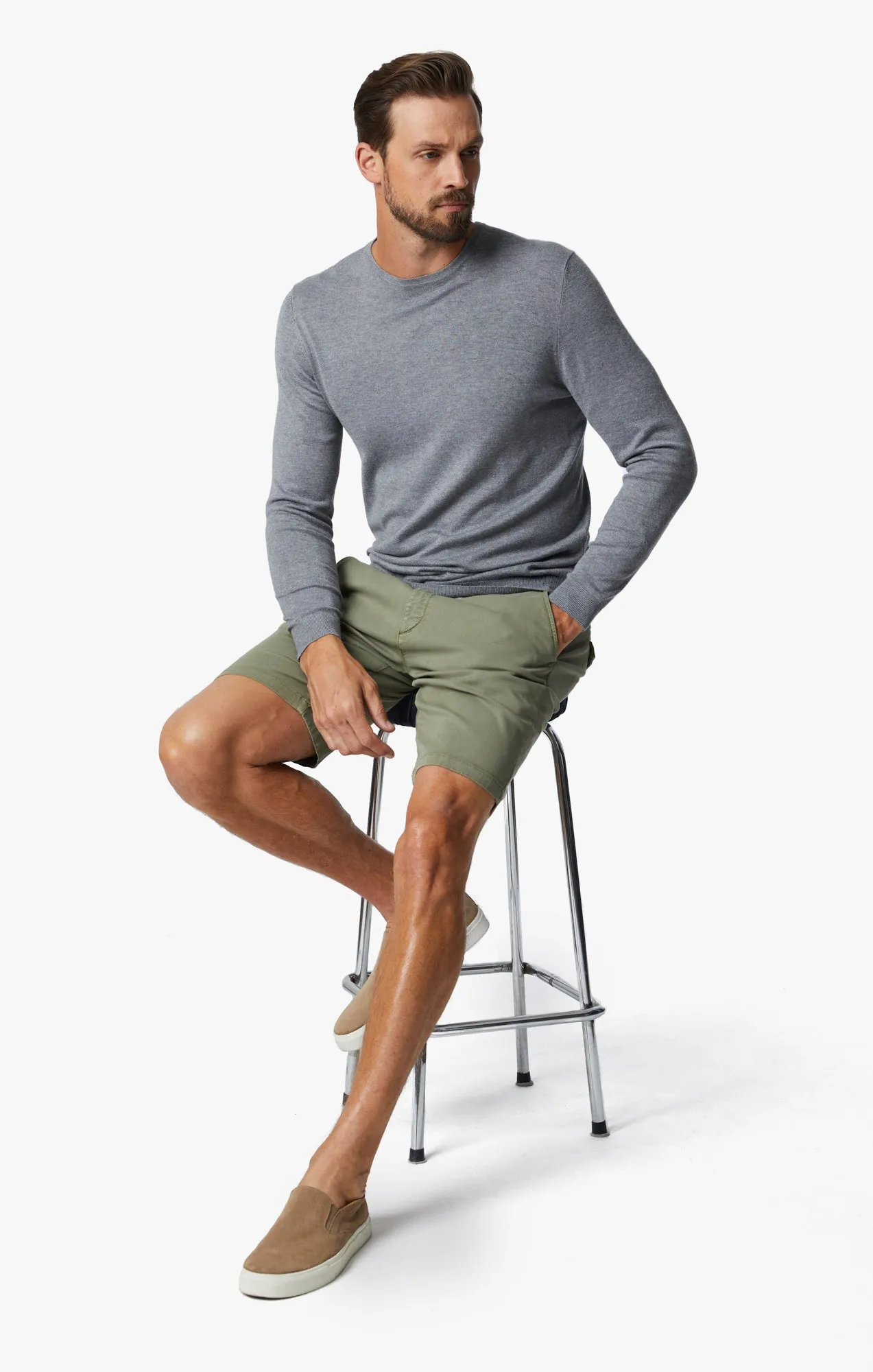 Ravenna Drawstring Shorts In Moss Green Soft Touch