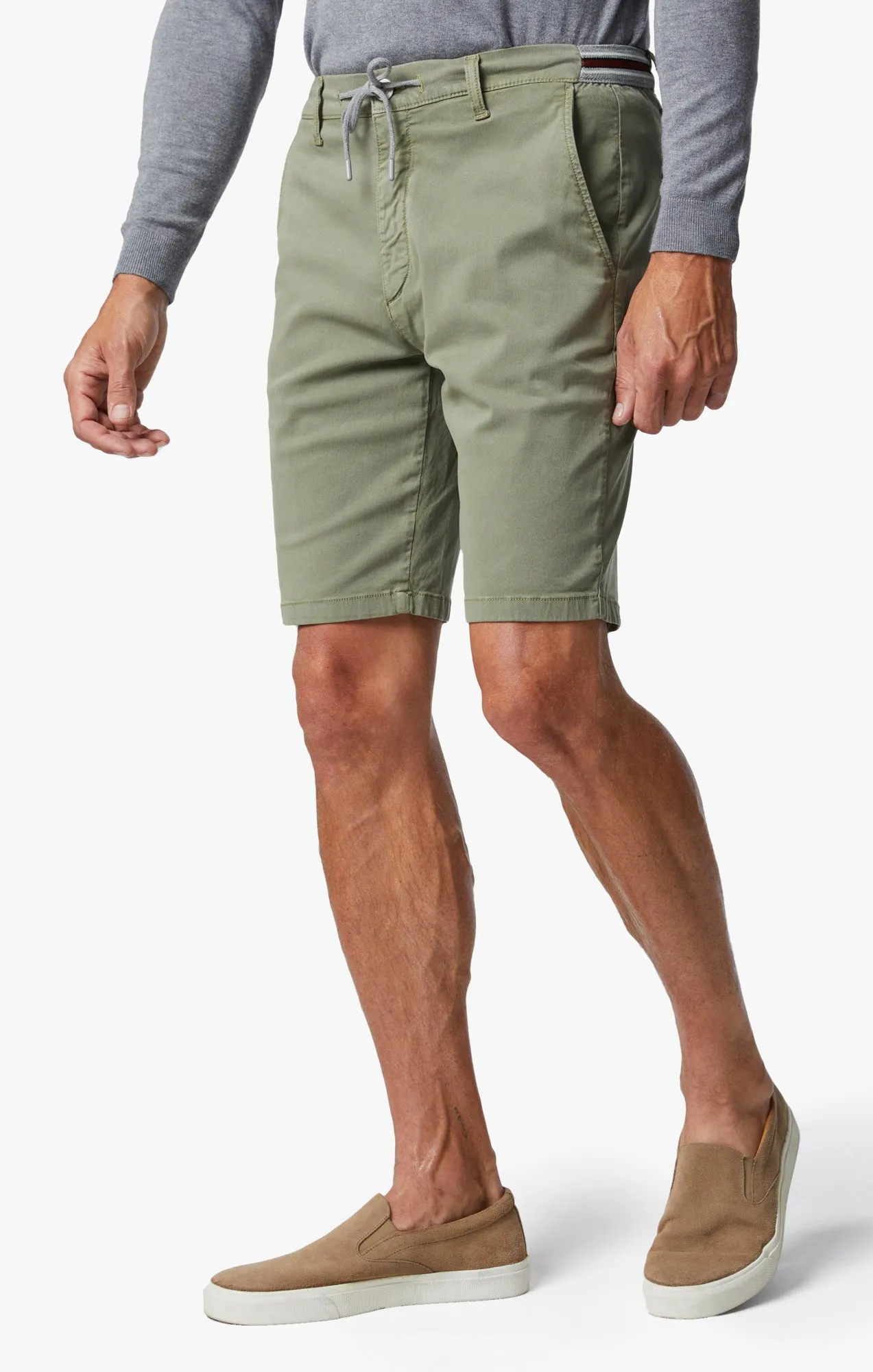 Ravenna Drawstring Shorts In Moss Green Soft Touch