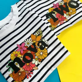 Retro flowers name Kids Stripe T-Shirt