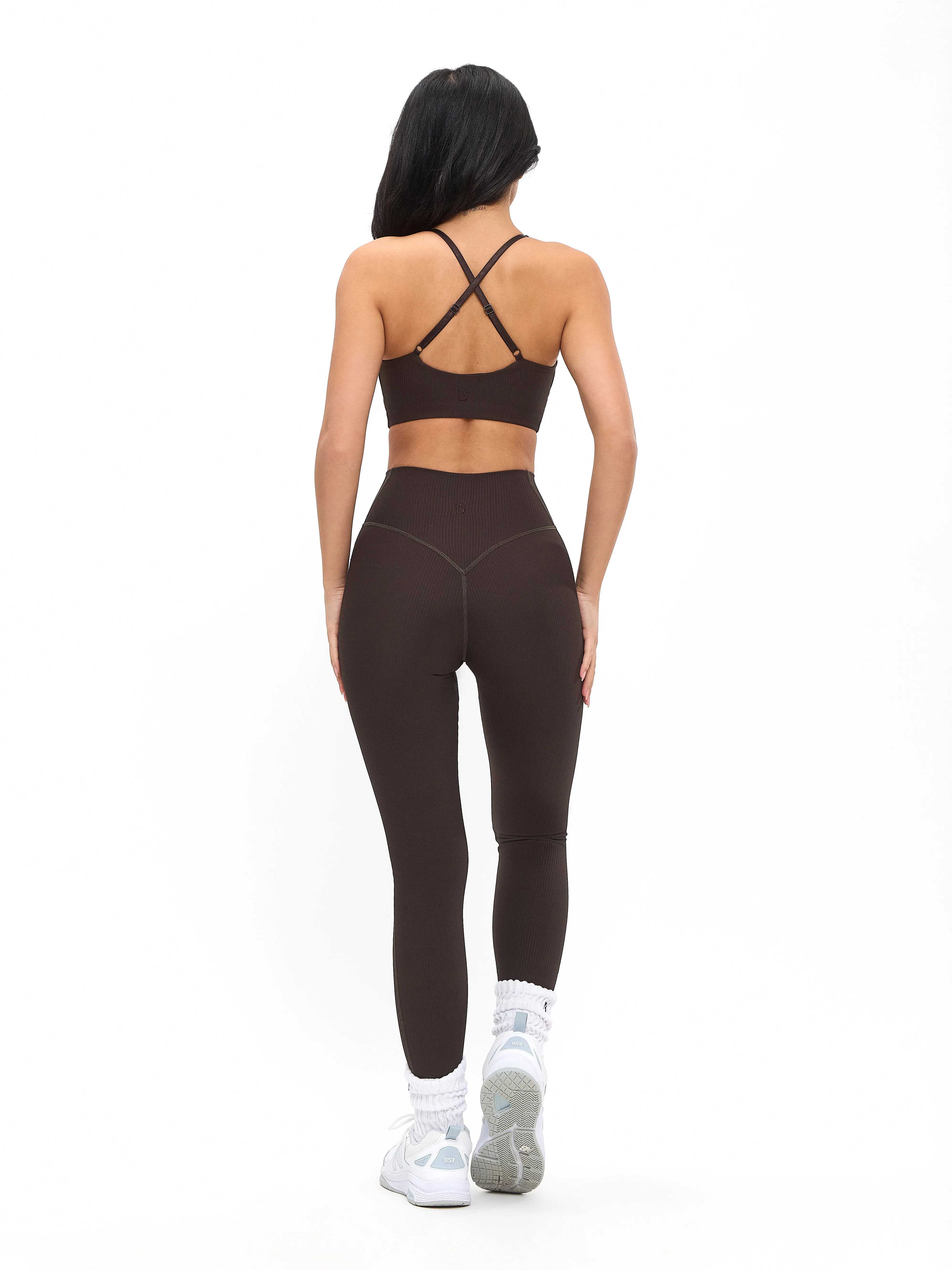 Ribbed Notch Sports Bra - Cold Brew