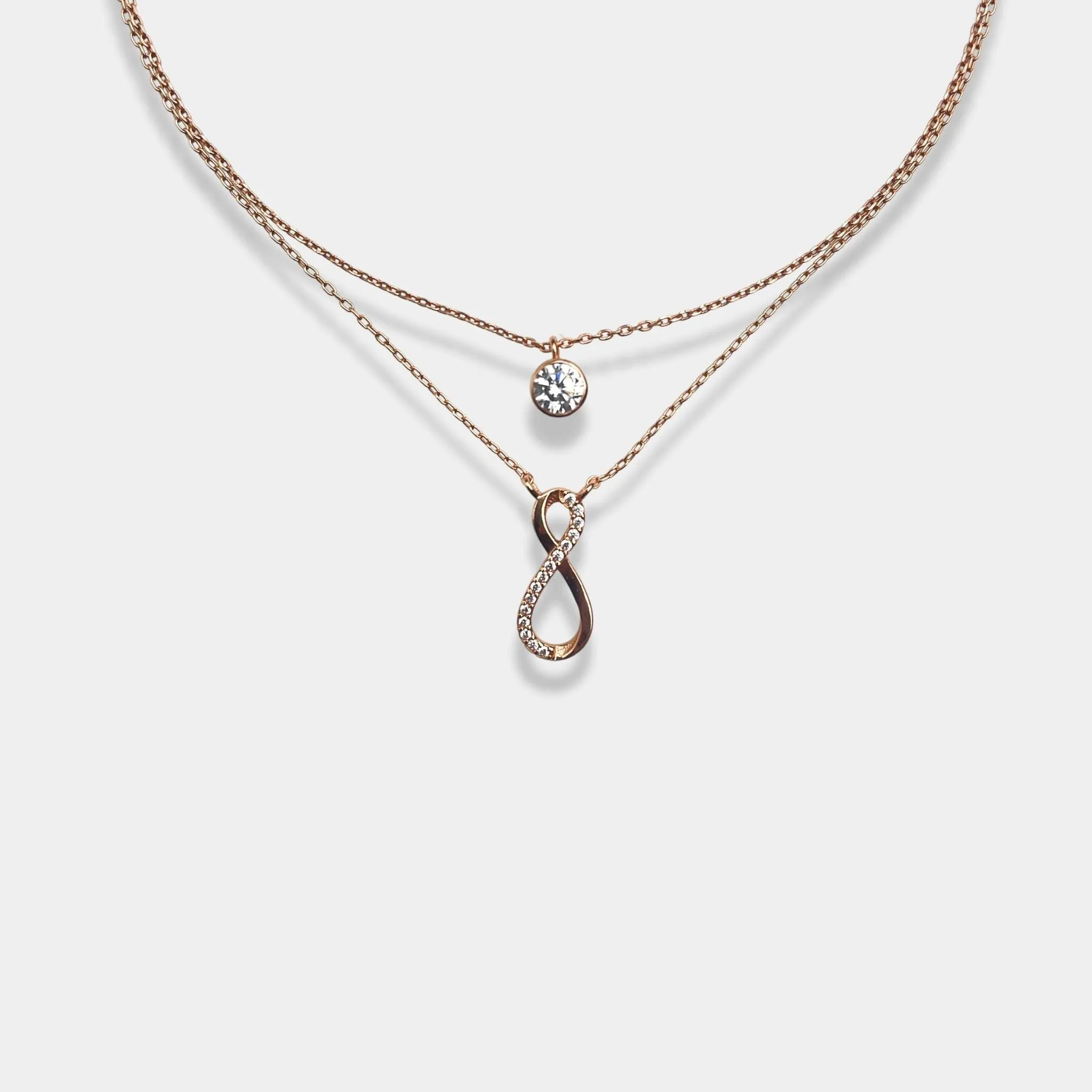 Rose gold Infinite harmony double layer necklace