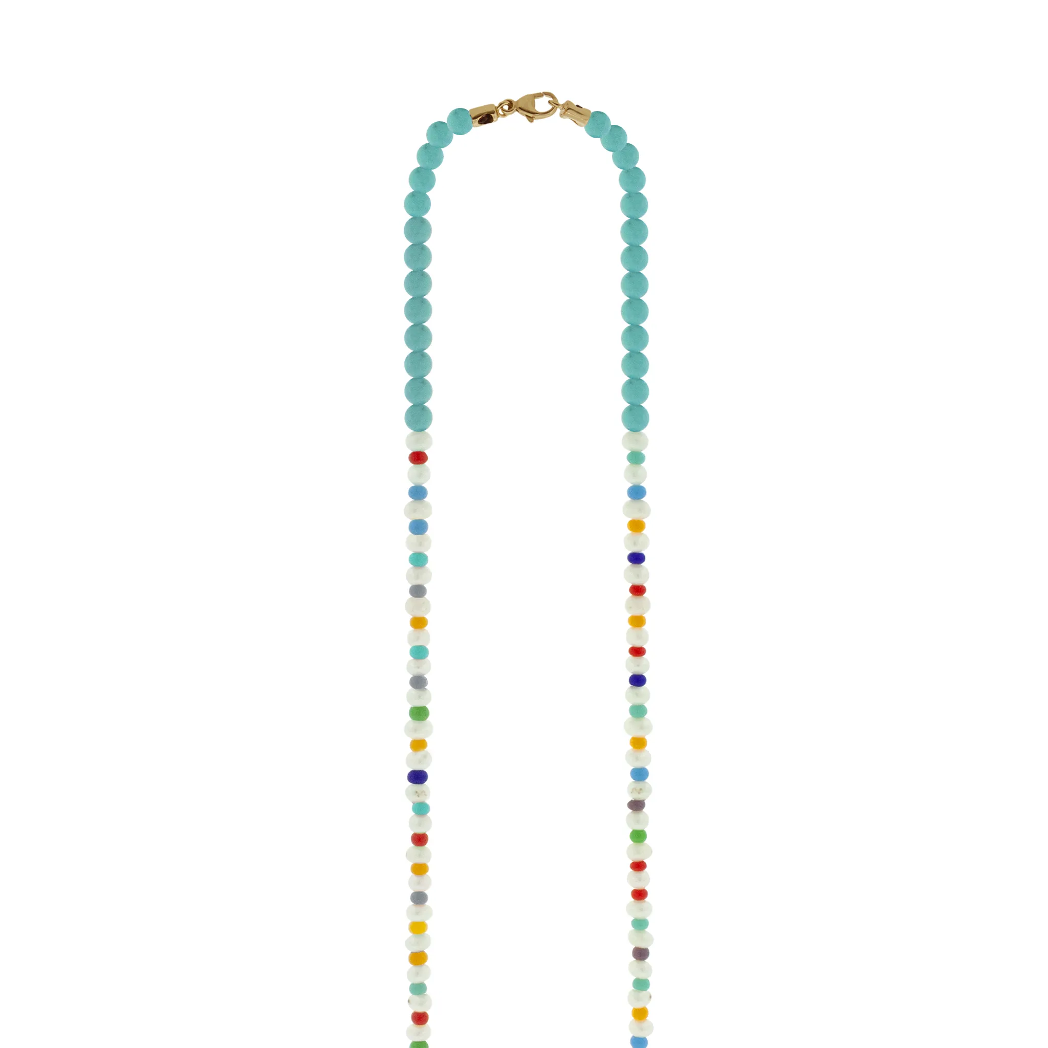 Ruby Baguette ID Bar on Beaded Necklace