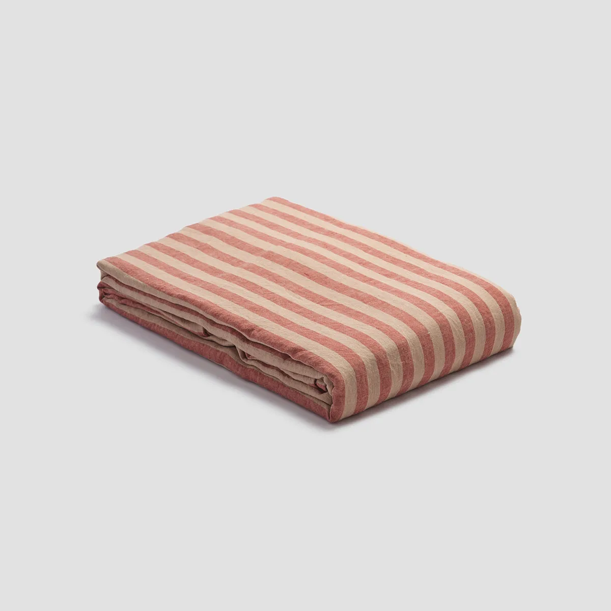 Sandstone Red Pembroke Stripe 100% Linen Duvet Cover