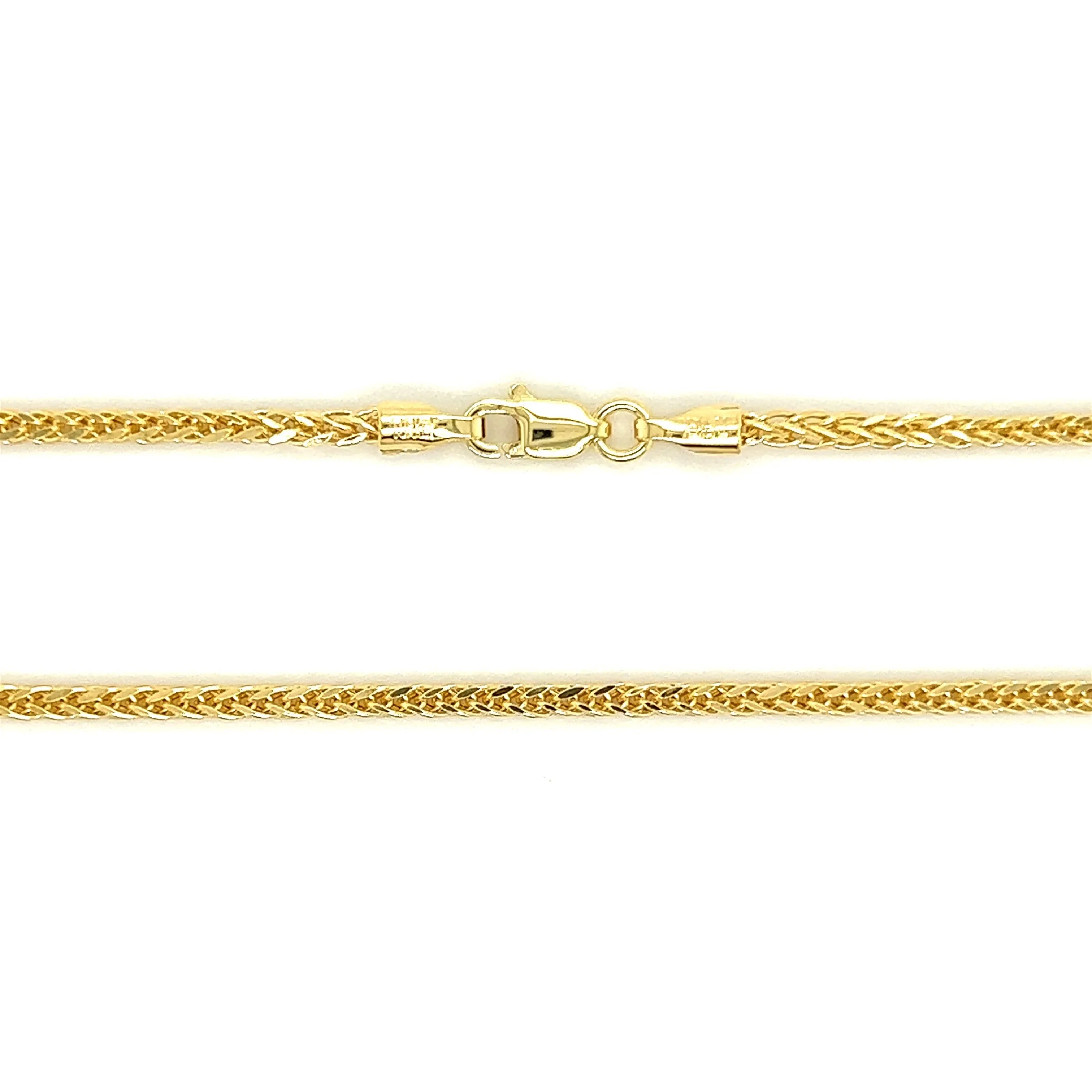 Square Wheat Chain 2.2mm with 20in of Length in 14K Yellow Gold