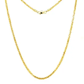 Square Wheat Chain 2.2mm with 20in of Length in 14K Yellow Gold