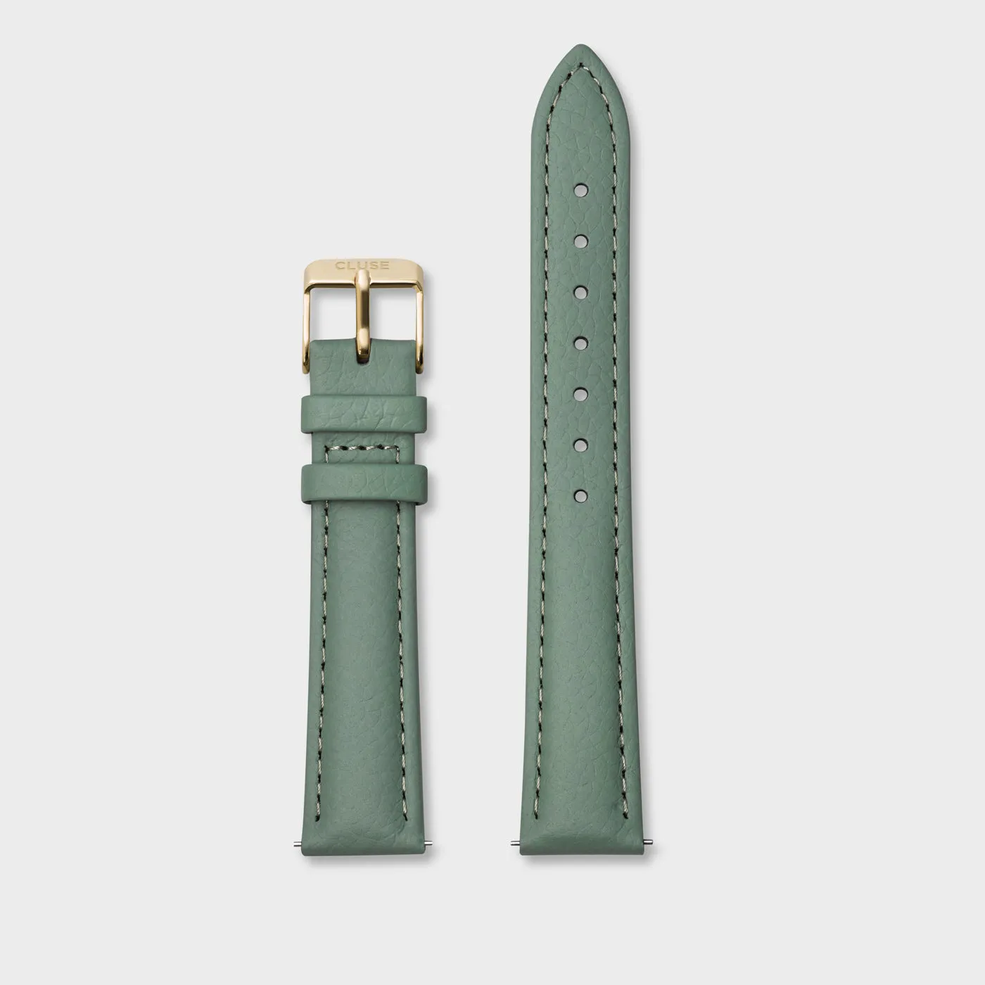 Strap 16 mm Leather Green, Gold Colour