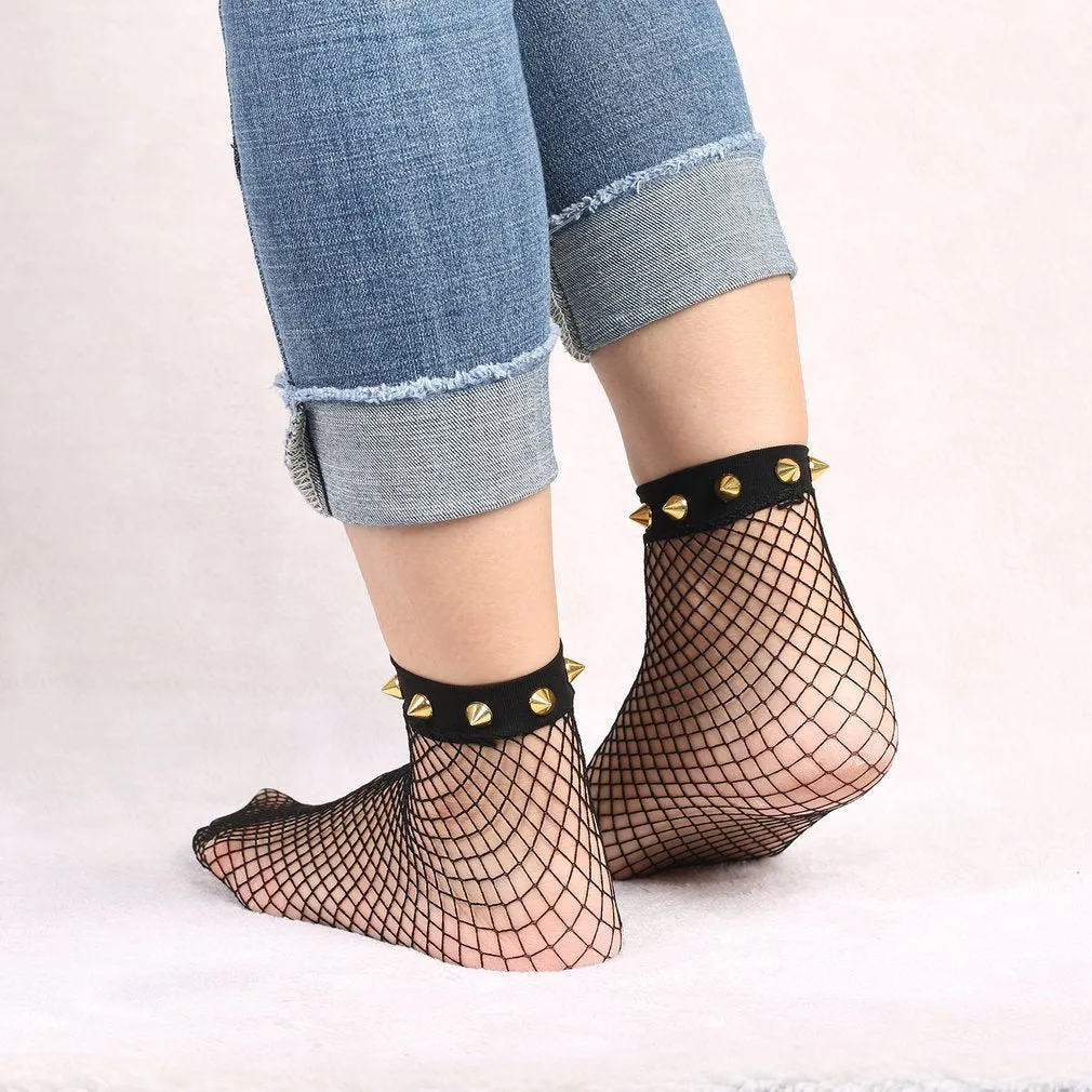 Studded Fishnet Socks