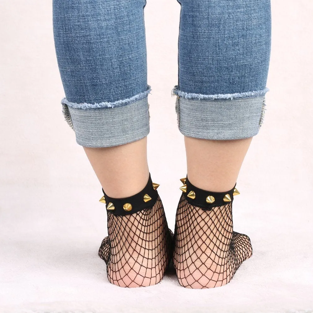 Studded Fishnet Socks