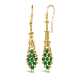 Suspended Lattice Earrings in Emerald