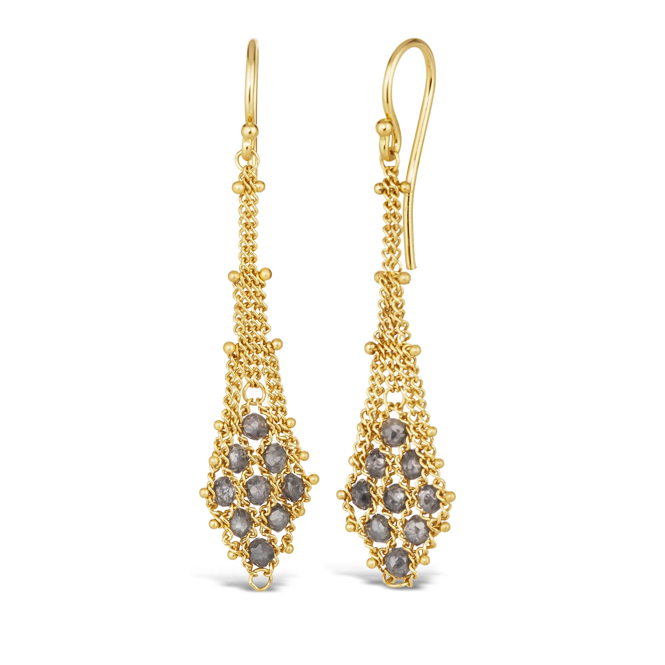 Suspended Lattice Earrings in Grey Diamond