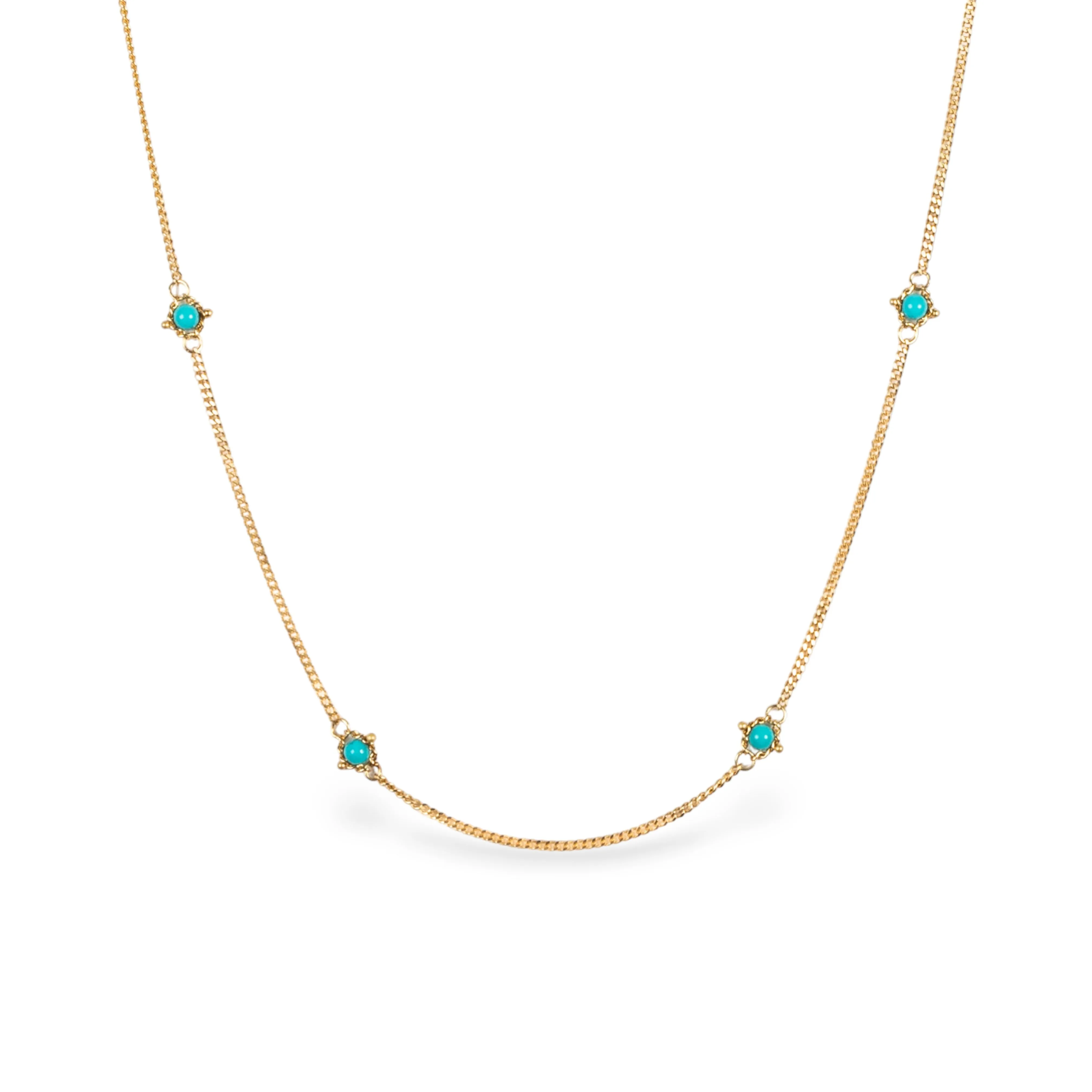 Textile Gold Necklace in Turquoise