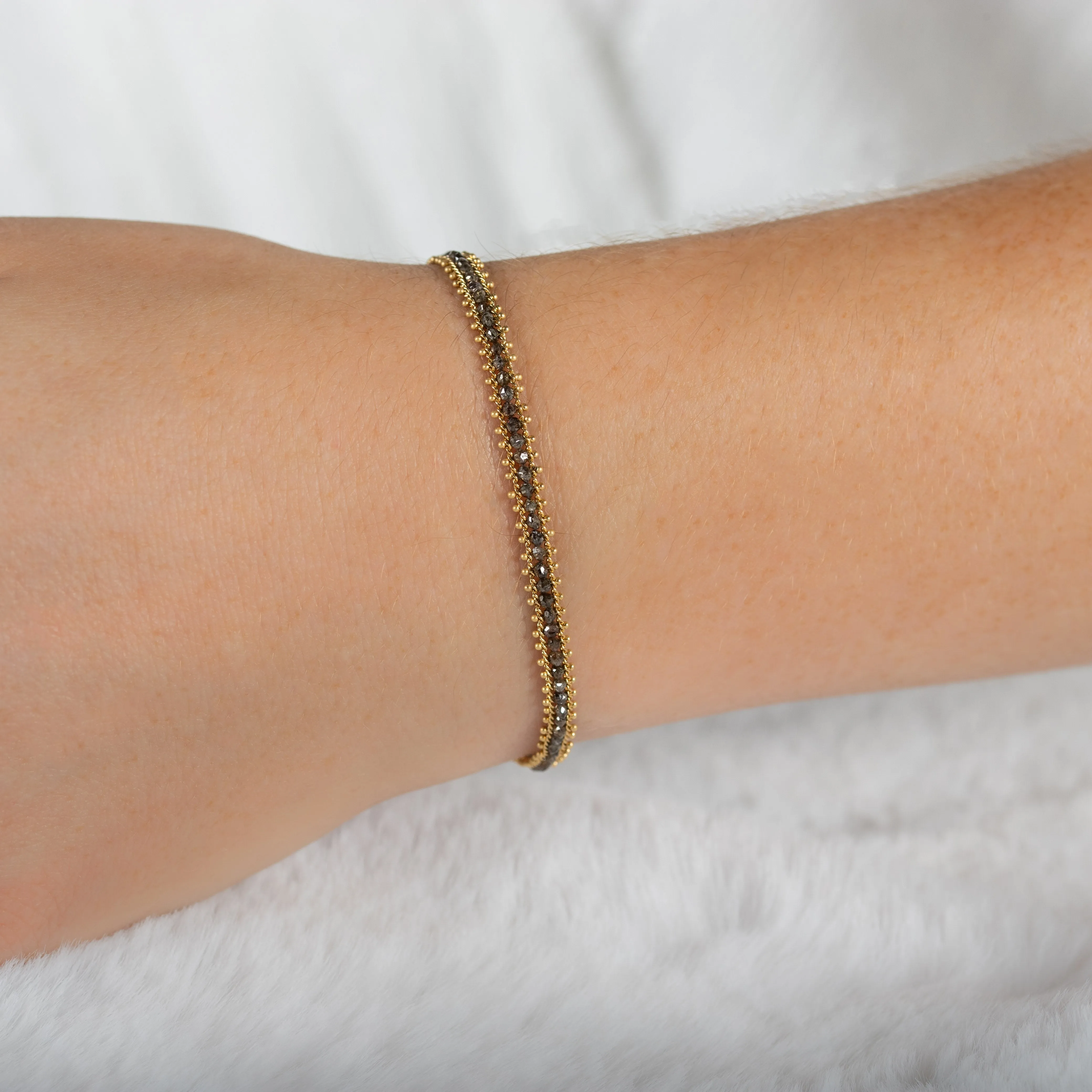 Textile Row Bracelet in Champagne Diamond