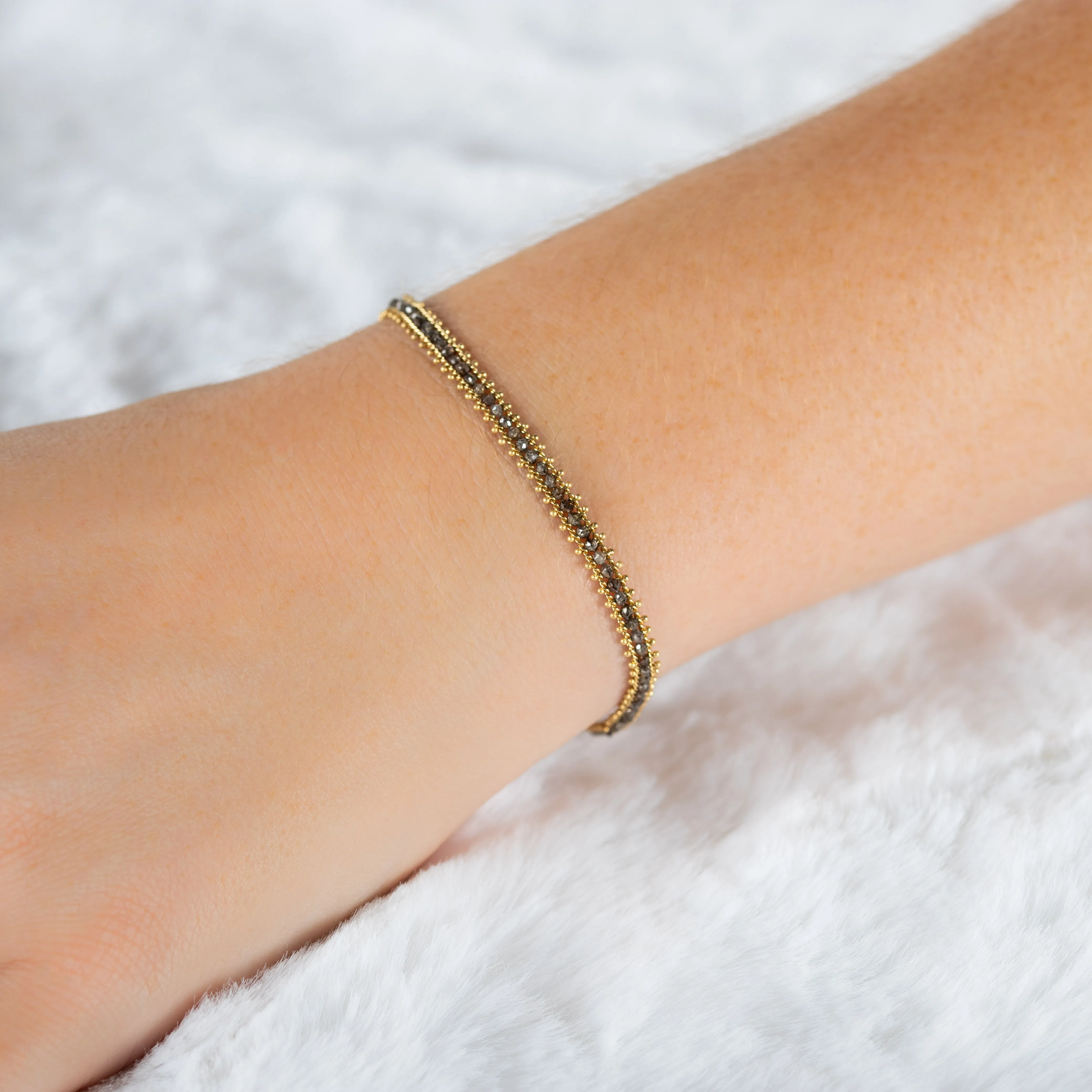 Textile Row Bracelet in Champagne Diamond