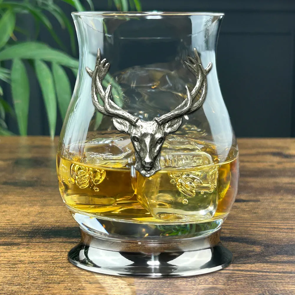 The Glencairn Whisky Mixer Glass with Pewter Base and Stag Head 350ml