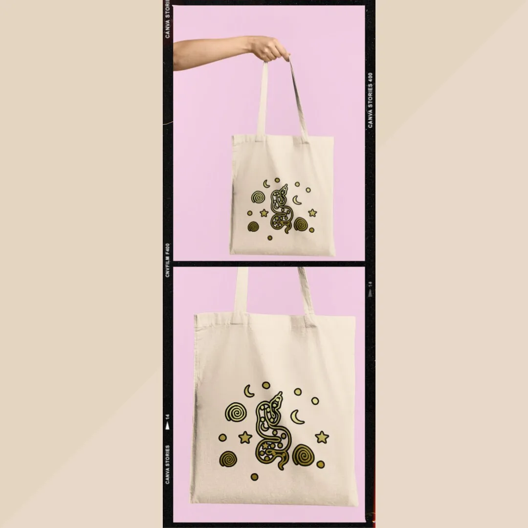 The Serpent Tote Bag Gold Snake Tote Bag