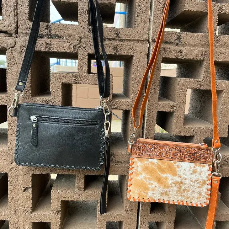 Tooled Cowhide Crossbody