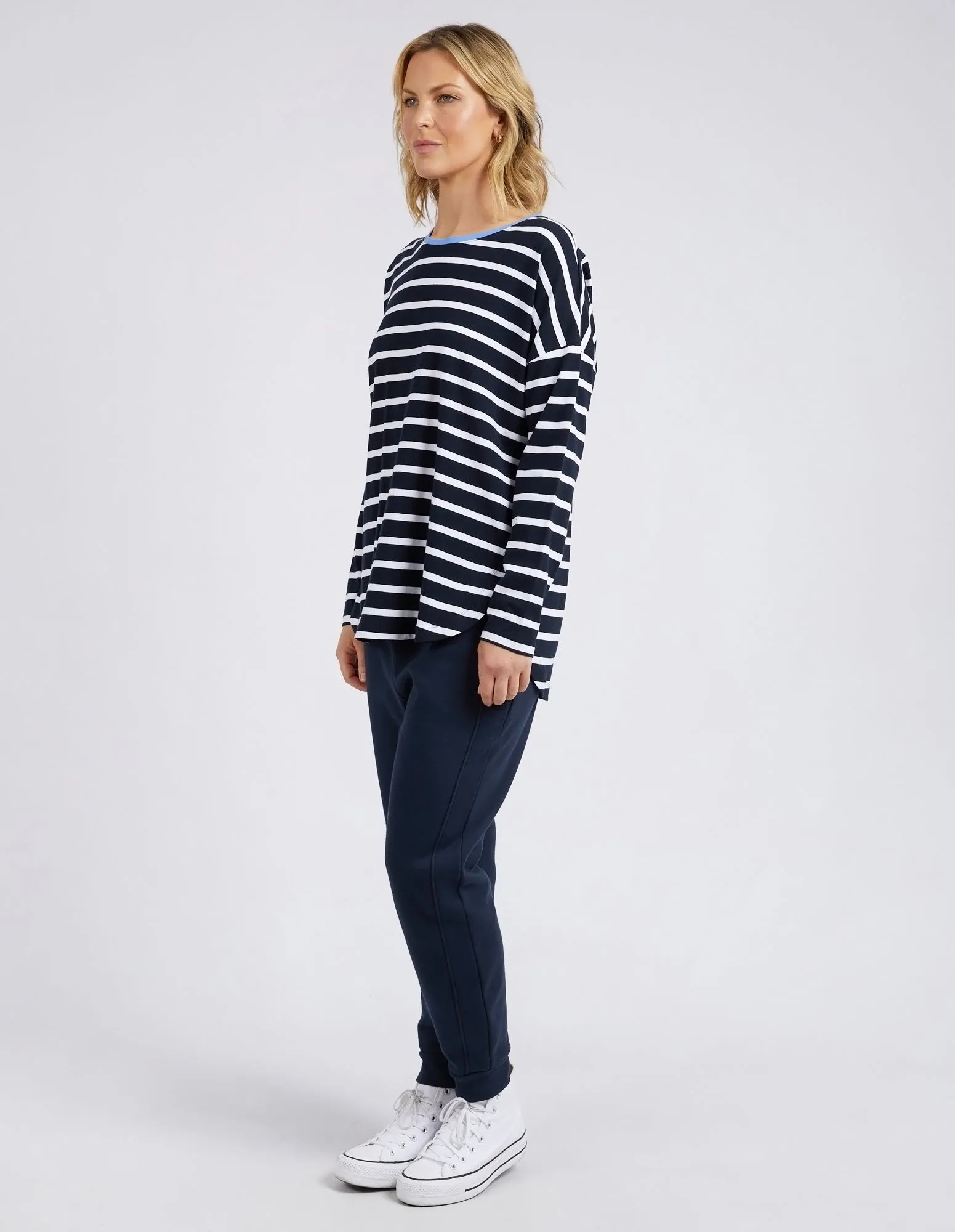 Tully Long Sleeve Sapphire & White Stripe