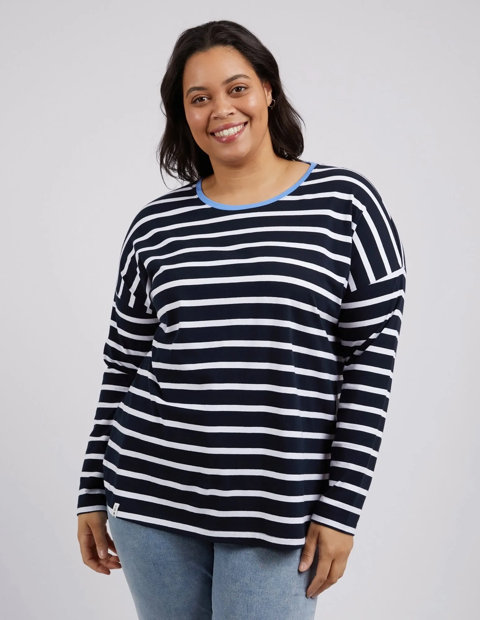 Tully Long Sleeve Sapphire & White Stripe