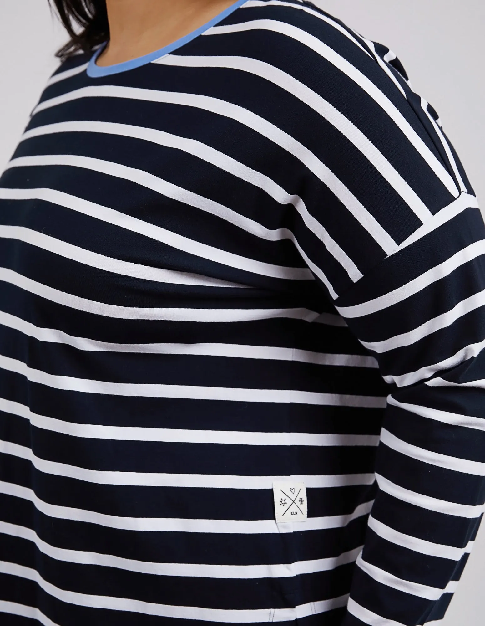 Tully Long Sleeve Sapphire & White Stripe