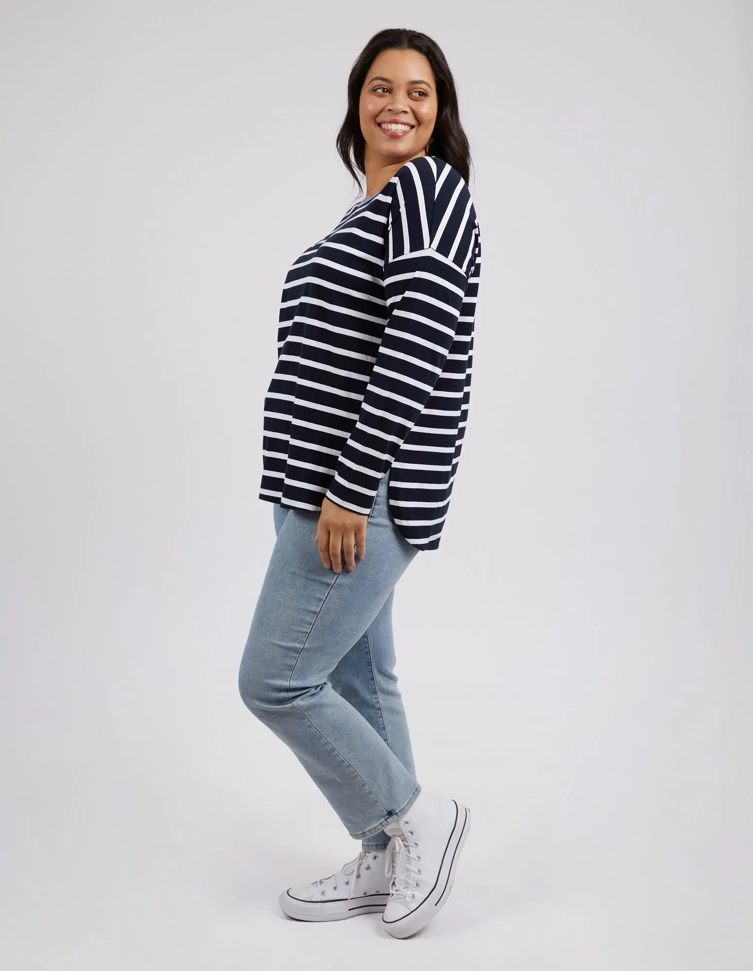 Tully Long Sleeve Sapphire & White Stripe