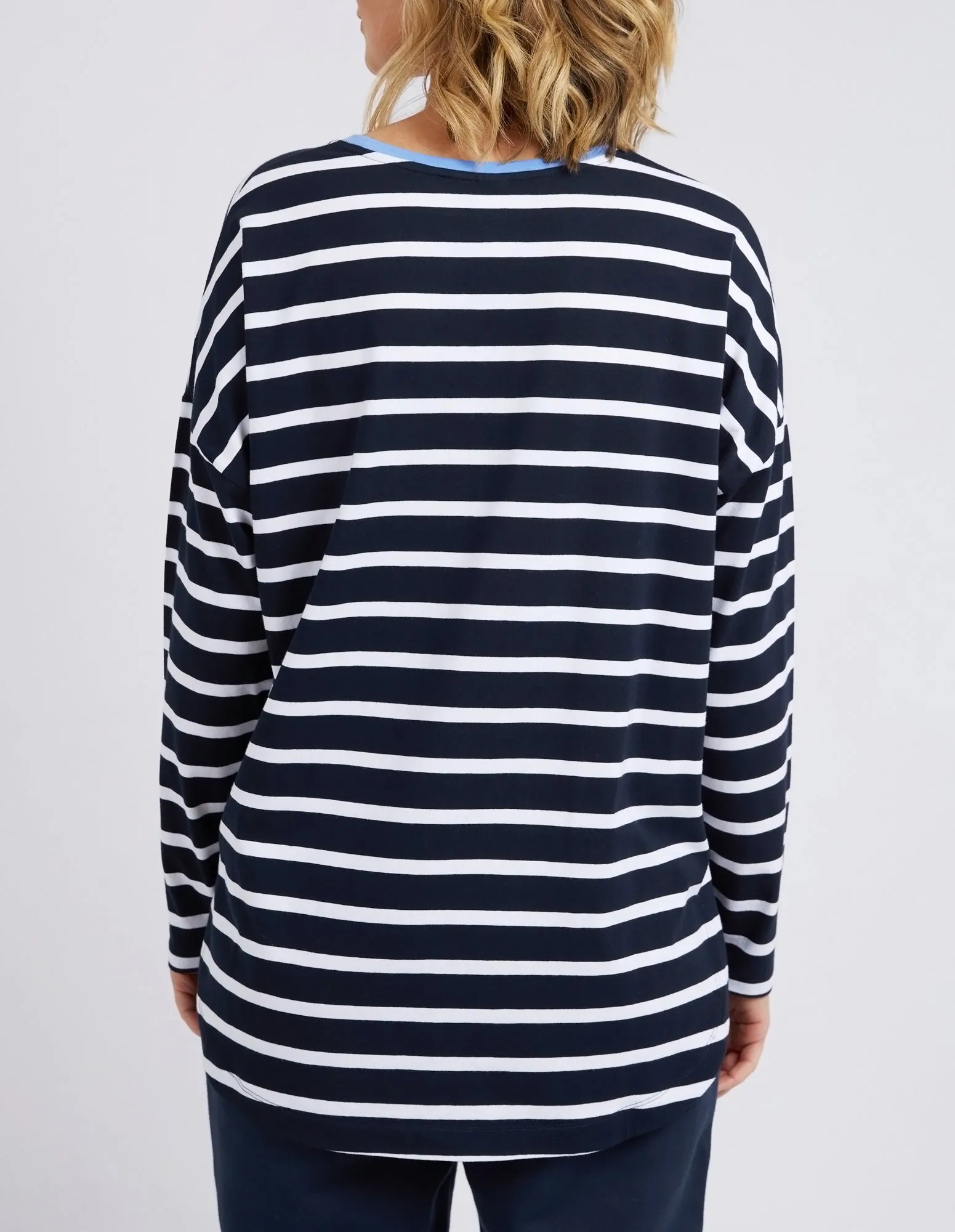 Tully Long Sleeve Sapphire & White Stripe