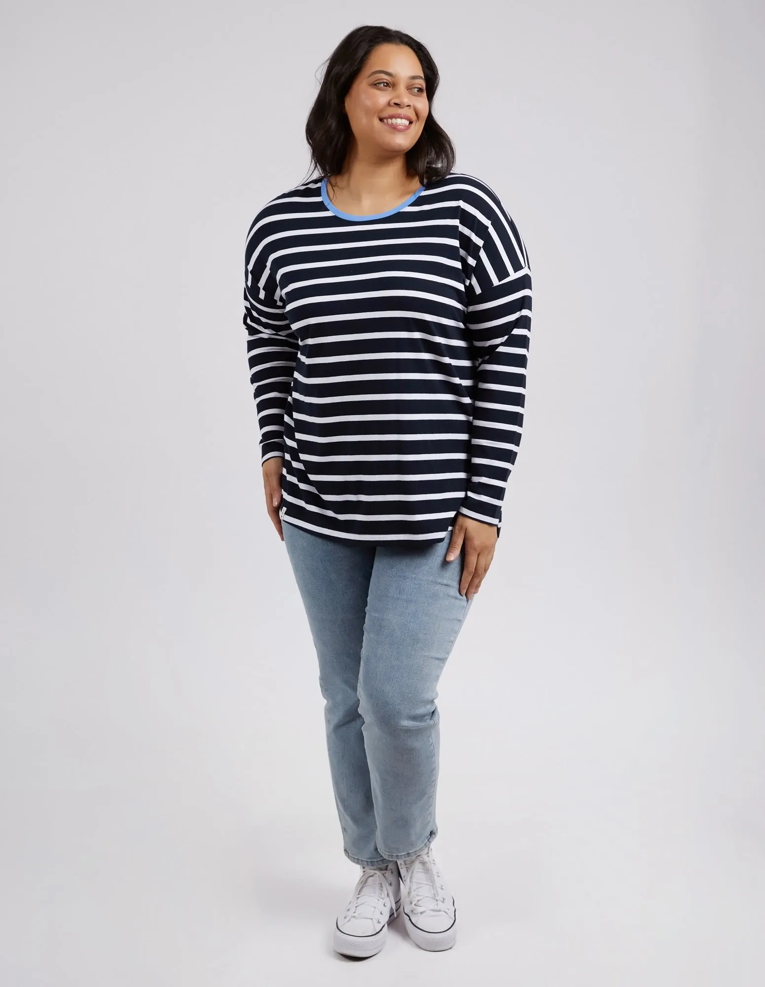 Tully Long Sleeve Sapphire & White Stripe