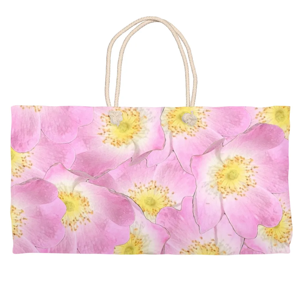 Weekend Tote (Cotton webbing or rope handles) Wild rose  2