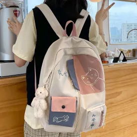 Wenkouban Women Backpack New Kawaii Patchwork Female Large Capacity Waterproof Nylon Shoulder School Bag Preppy Mochila Bolsa