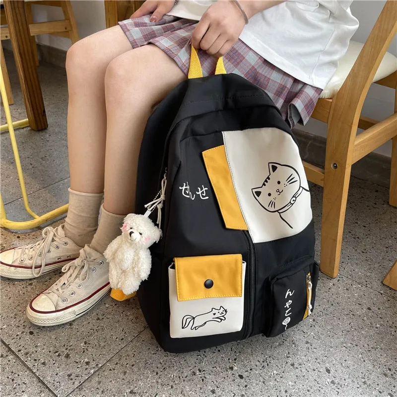 Wenkouban Women Backpack New Kawaii Patchwork Female Large Capacity Waterproof Nylon Shoulder School Bag Preppy Mochila Bolsa